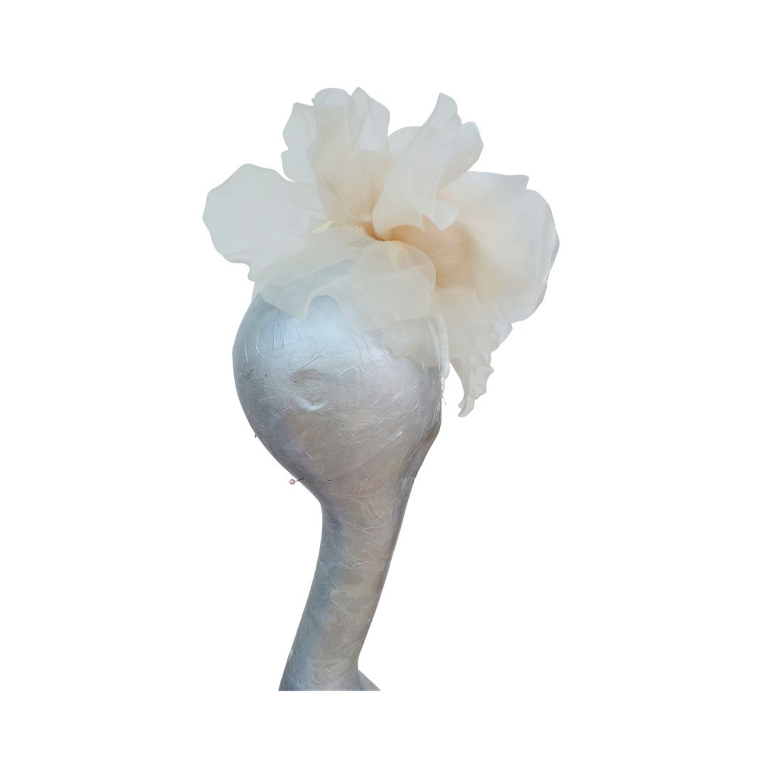 Ava-- Pale Honey silk organza 12" Rose  fascinator