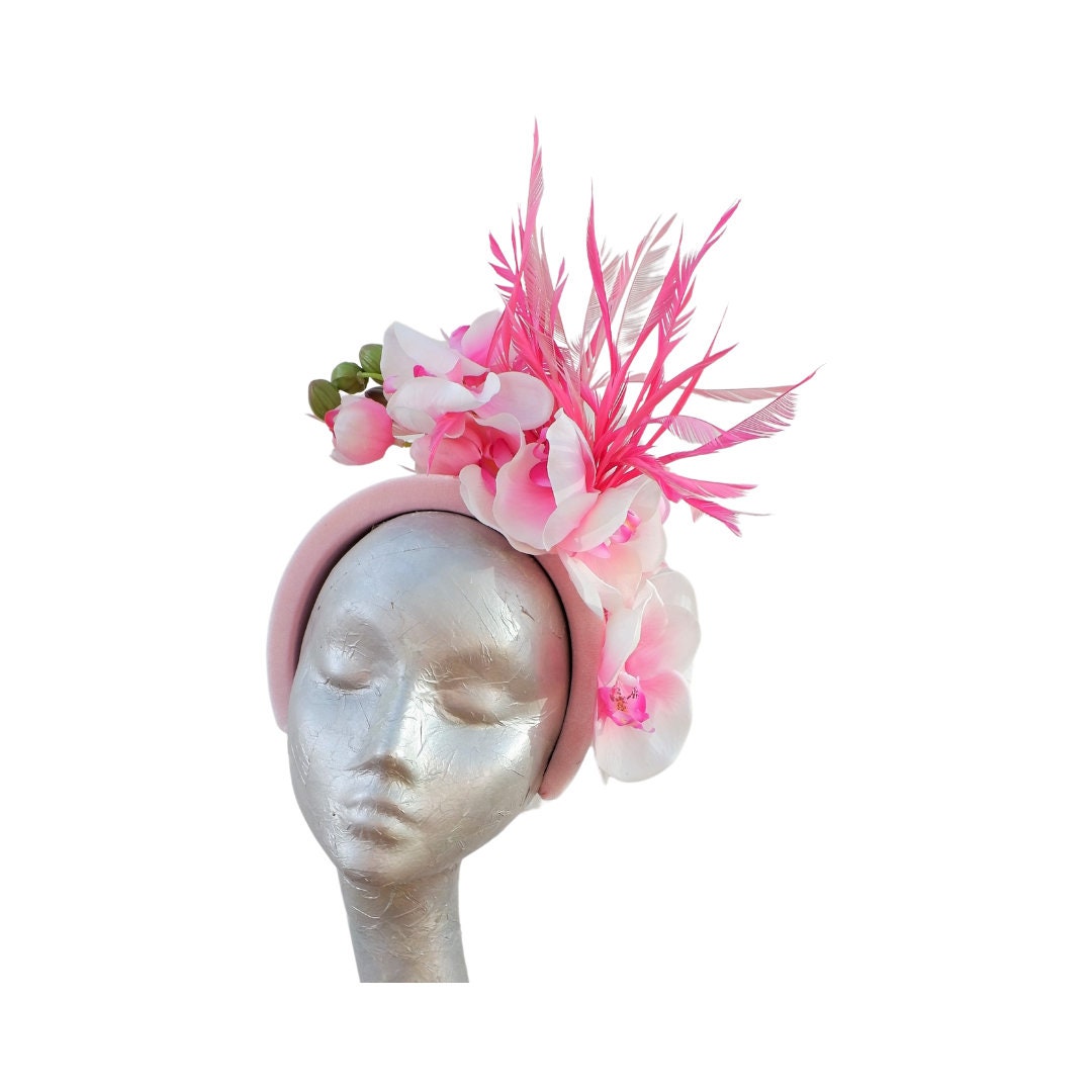 Somersby - 3 tone Pink Headband with Feathers & Orchids