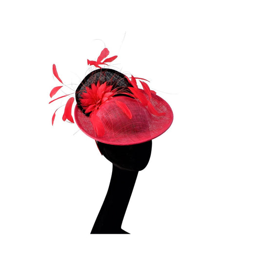 Red & Black Twisted Sinamay Fascinator by Hats2go