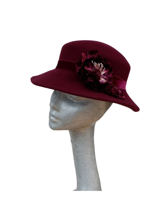 Kim - Wine Felt Hat