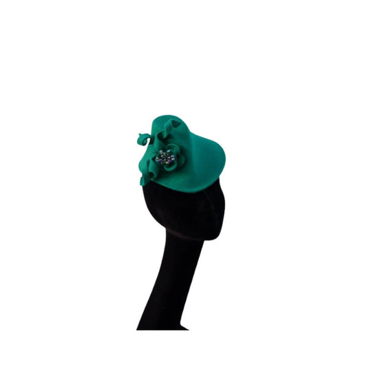 Robyn - Emerald Green felt 40's Style percher hat