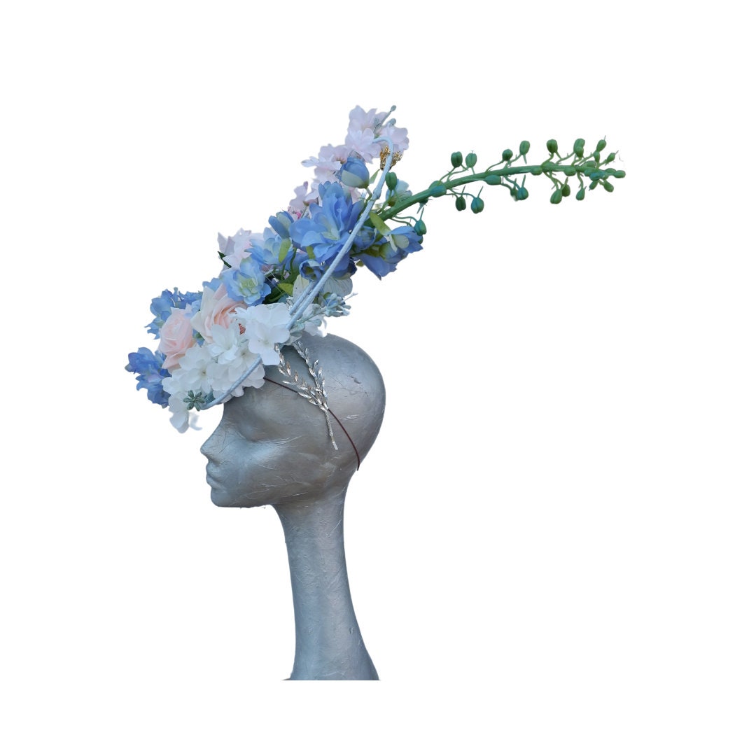 Floral Blue & Pink Hoop headpiece