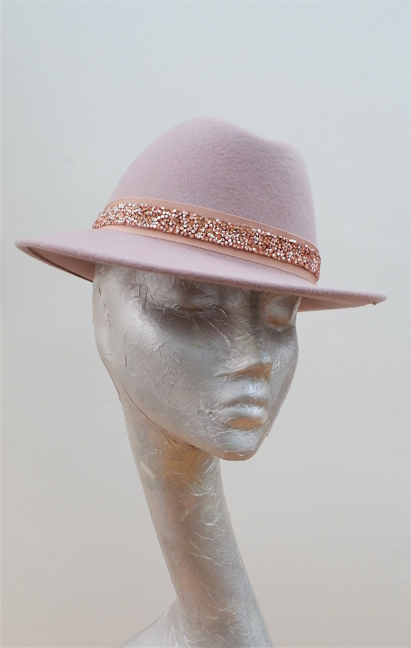 Rhondon - Blush Trilby Rose Gold Diamante trim