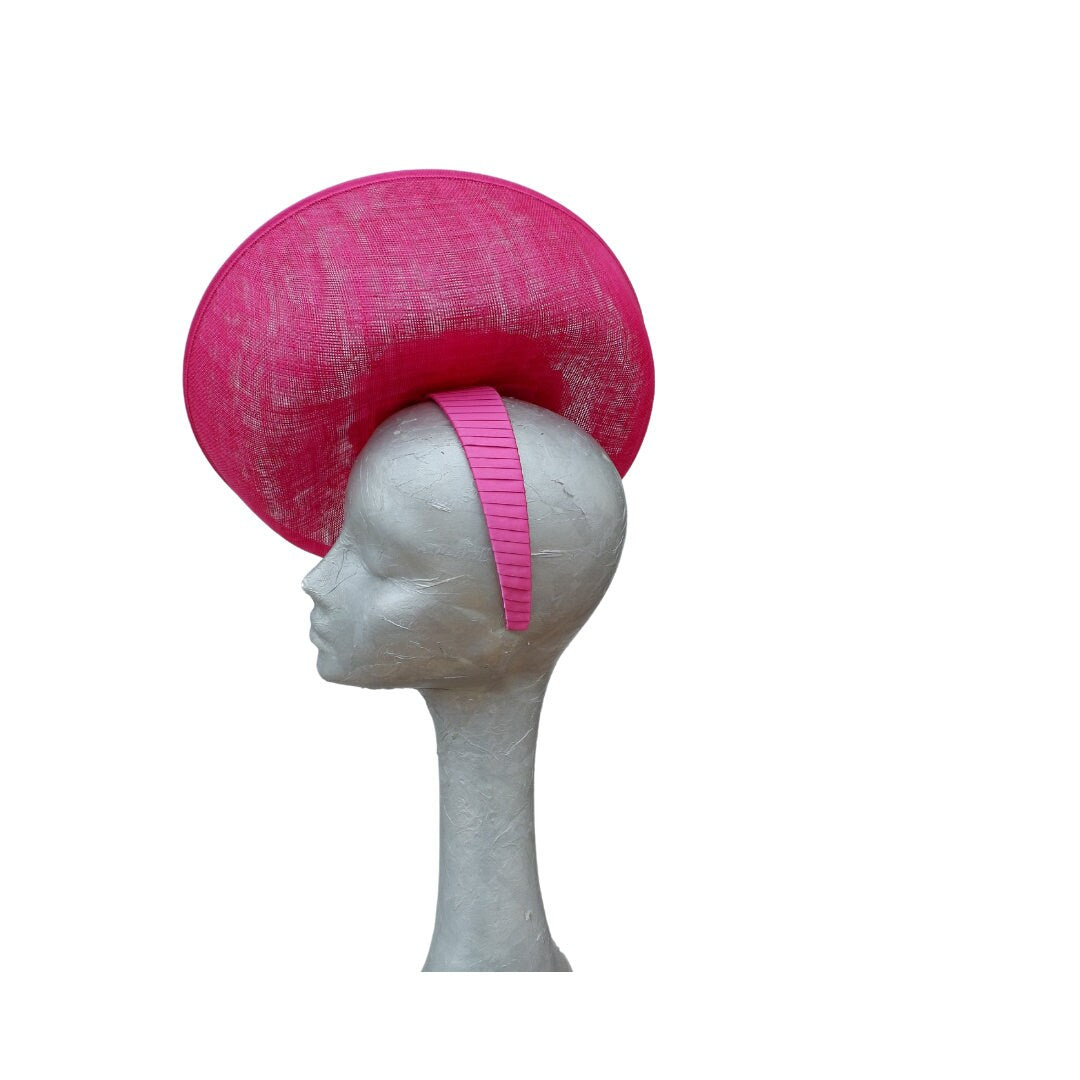 Kelsi - Fuchsia Feature fascinator with two tone fabric flowers on hairband
