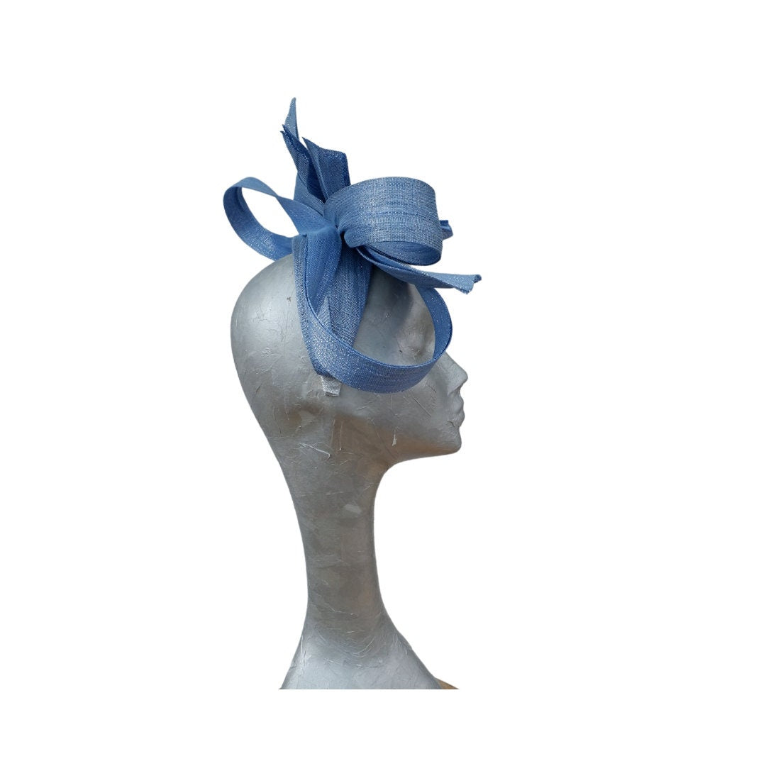 Ivy - Powder blue & silver Silk Abaca Fascinator