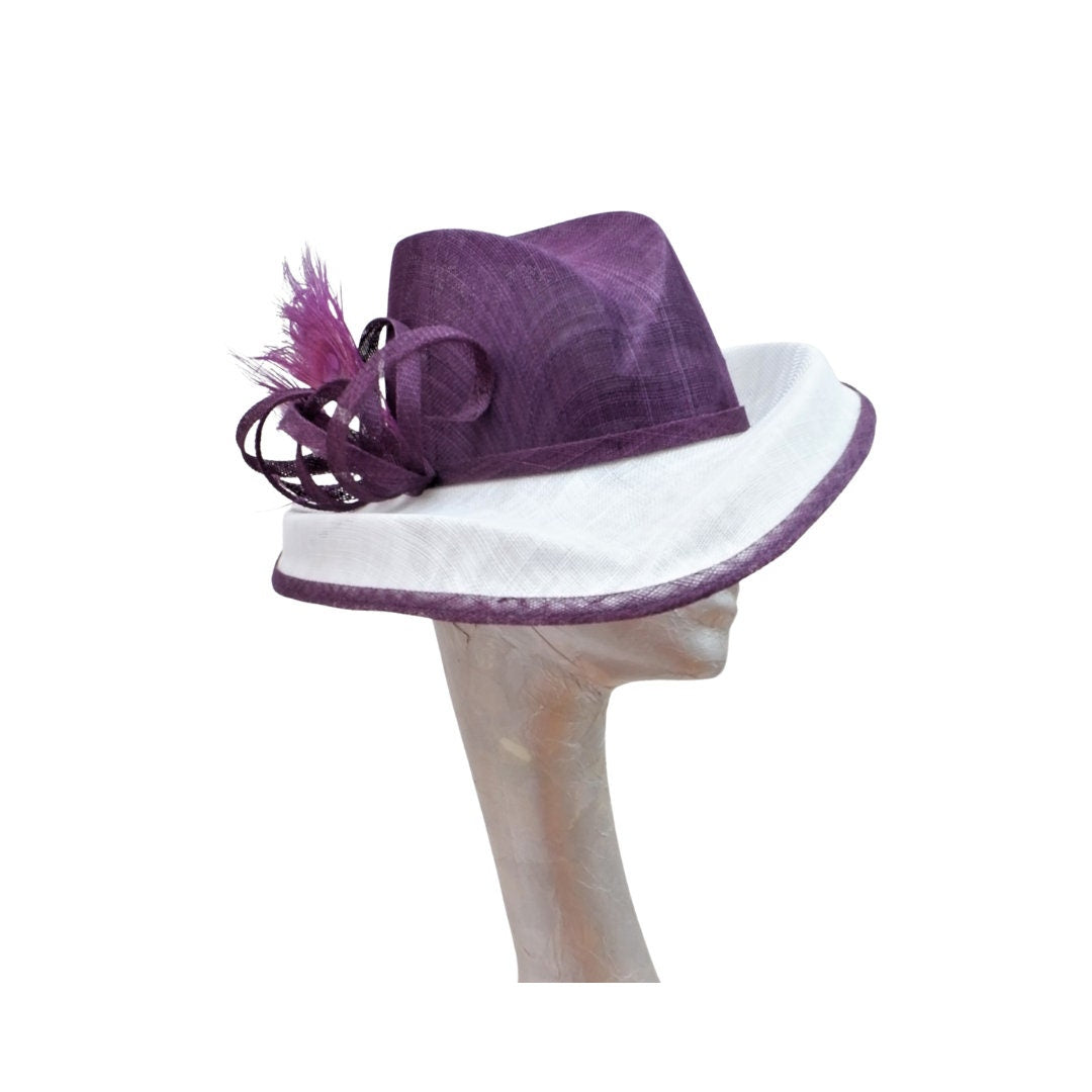 Grace - Plum purple & White Hat