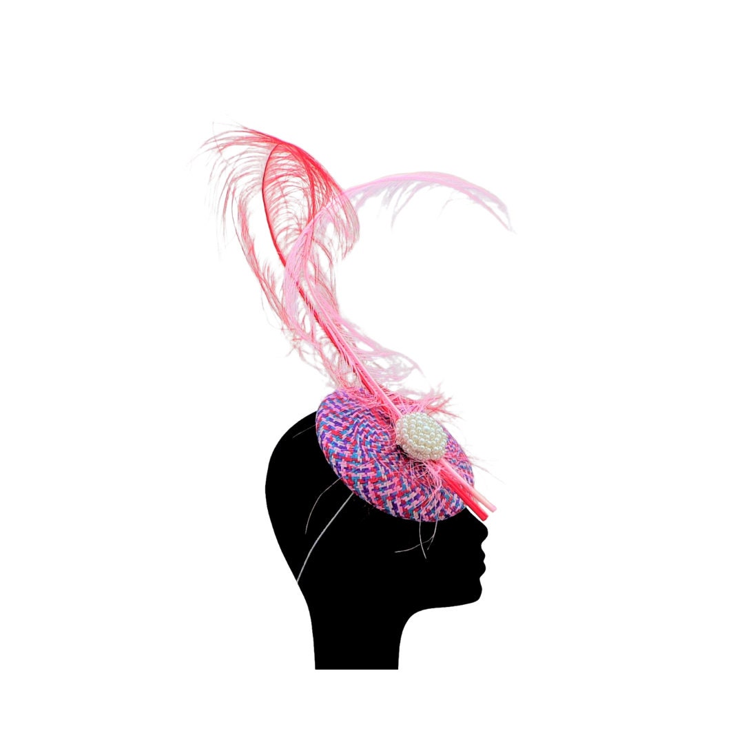 Multi Coloured Pillbox/Button Fascinator  By Hats2go