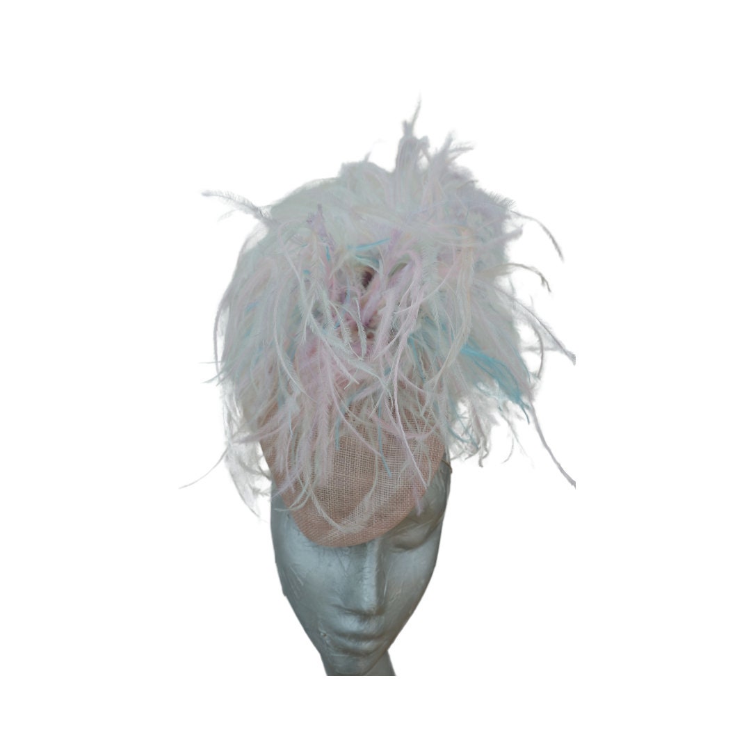 Trixie -- Nude  Pear shaped pillbox with Multicoloured feather detail