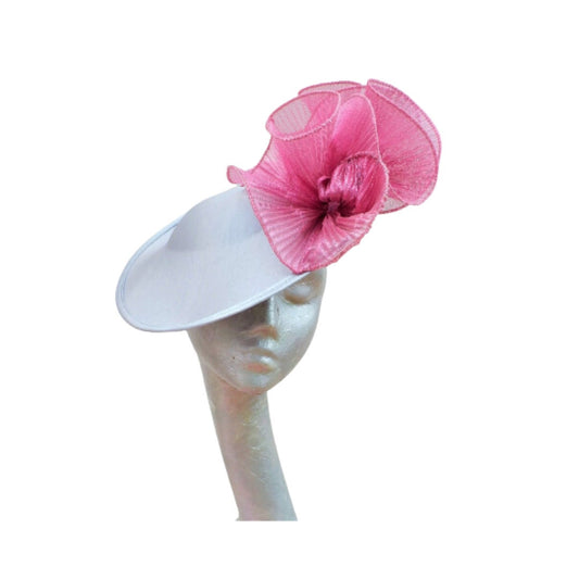 Penelope - Silver Grey Silk saucer with Dusky Pink Metallic Pleated fabric