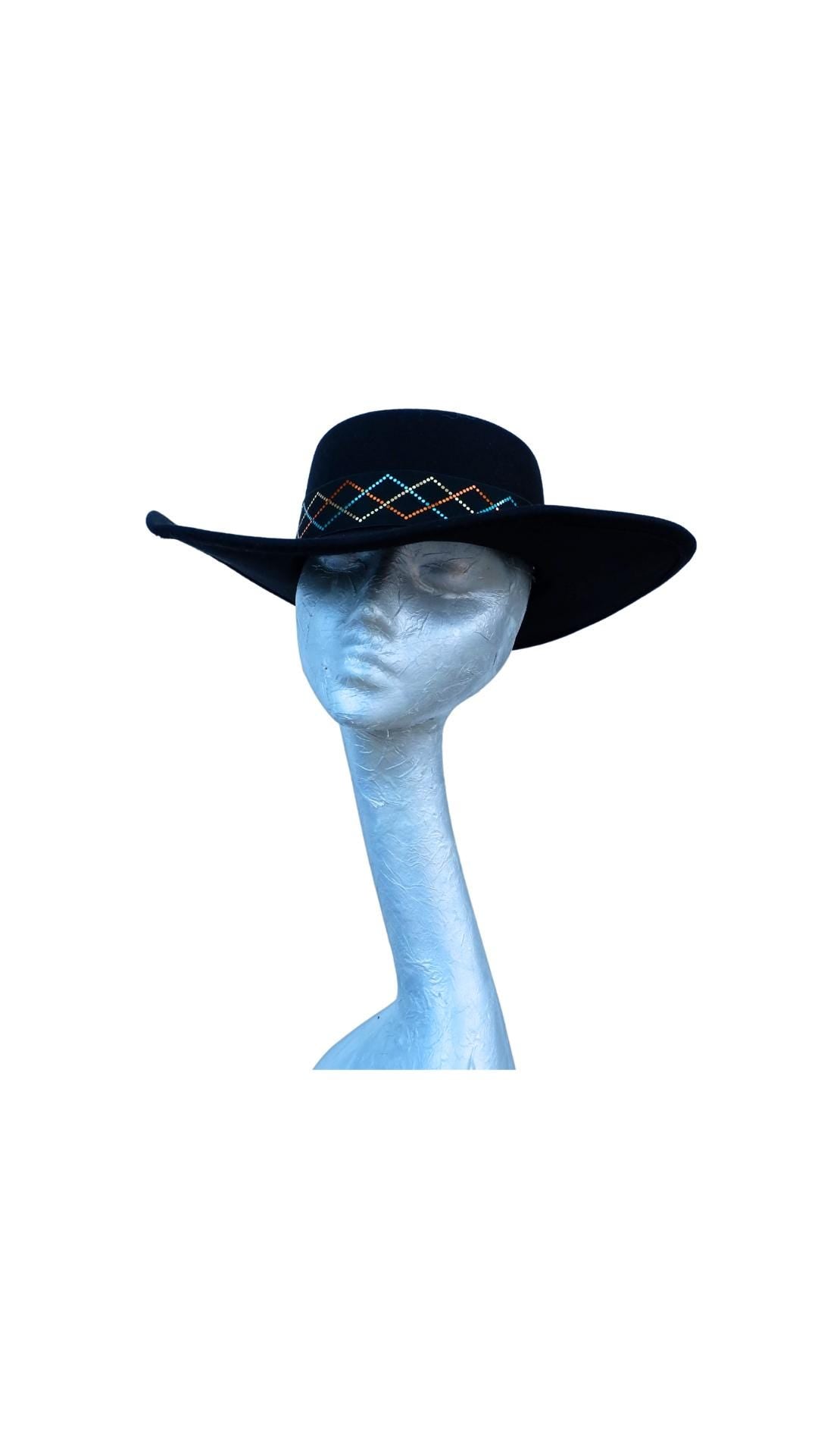 Tex - Black wide brim wool Fedora Hat