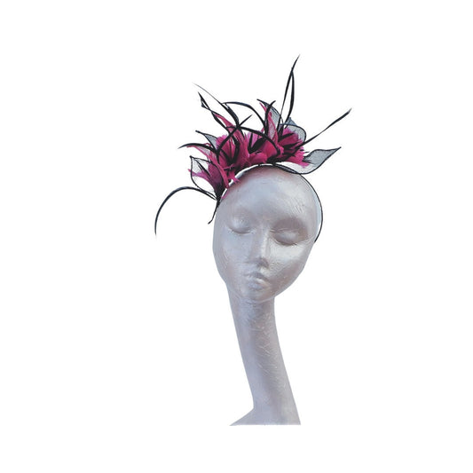 Aria - Black & Fuchsia pink fascinator