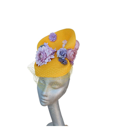 Charlotte - Yellow and Lilac cocktail hat