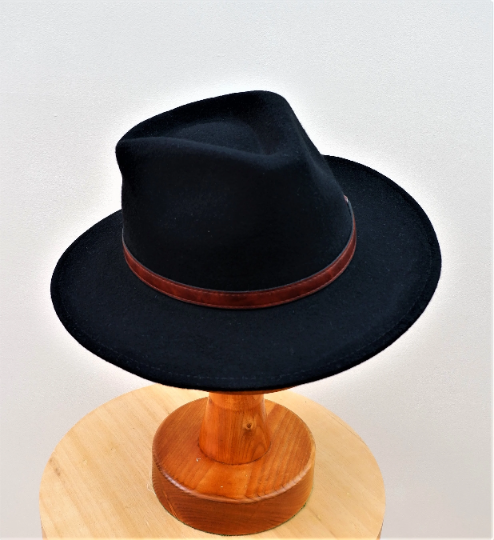Alexander - Gentleman's 100% Wool Black Fedora Hat