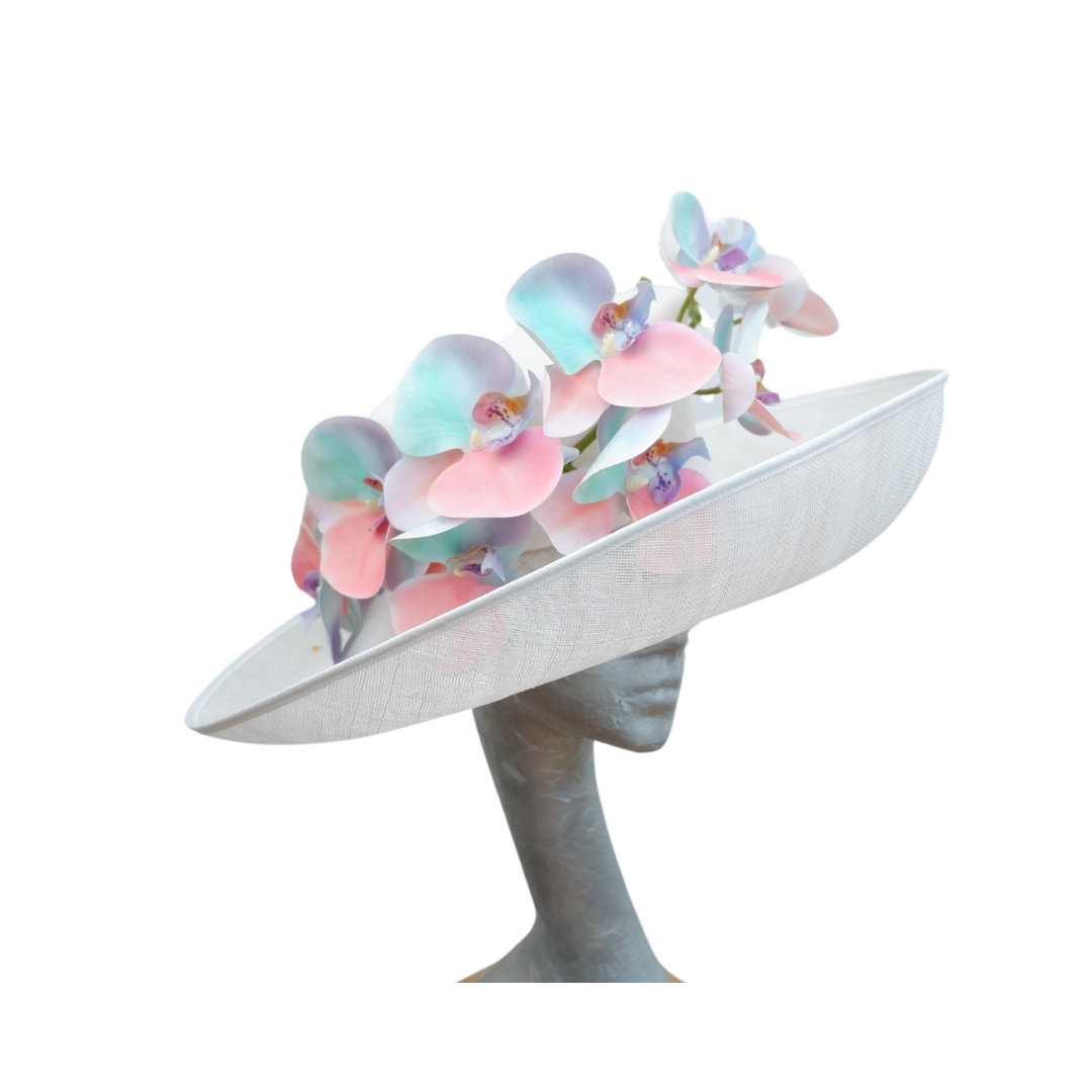 Aliah - Ivory & Multi pastel Feature hat