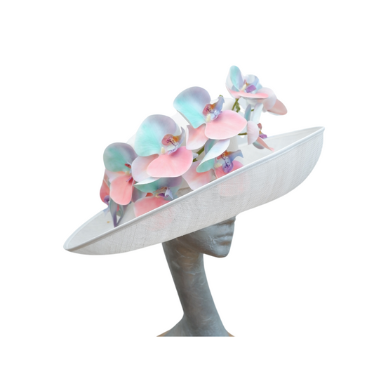 Aliah - Ivory & Multi pastel Feature hat
