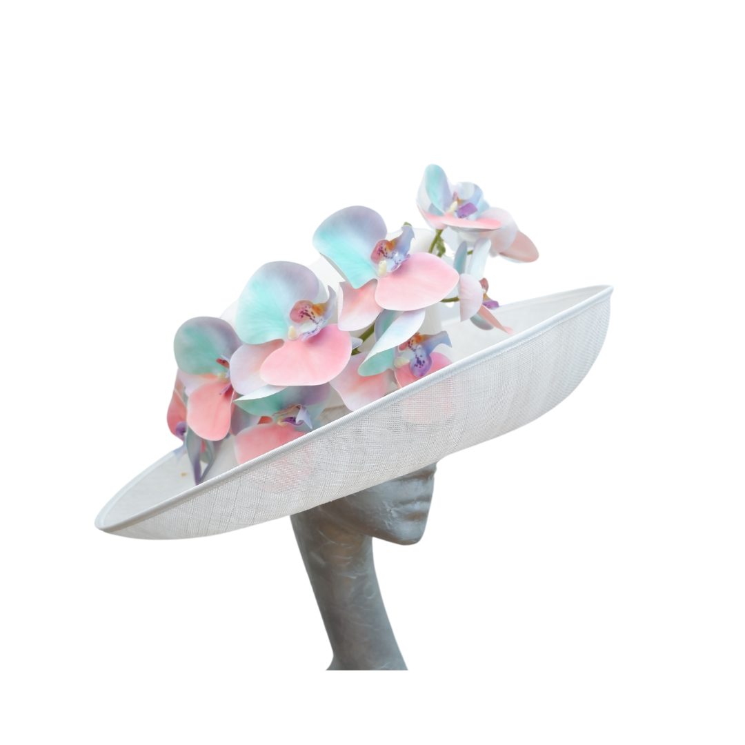 Aliah - Ivory & Multi pastel Feature hat