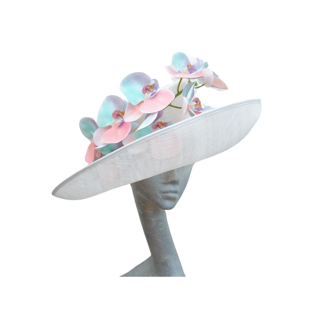 Aliah - Ivory & Multi pastel Feature hat