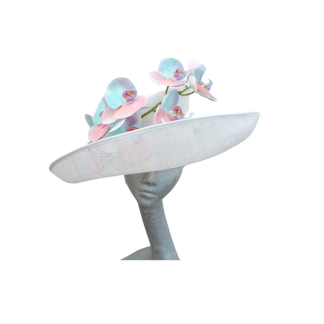 Aliah - Ivory & Multi pastel Feature hat
