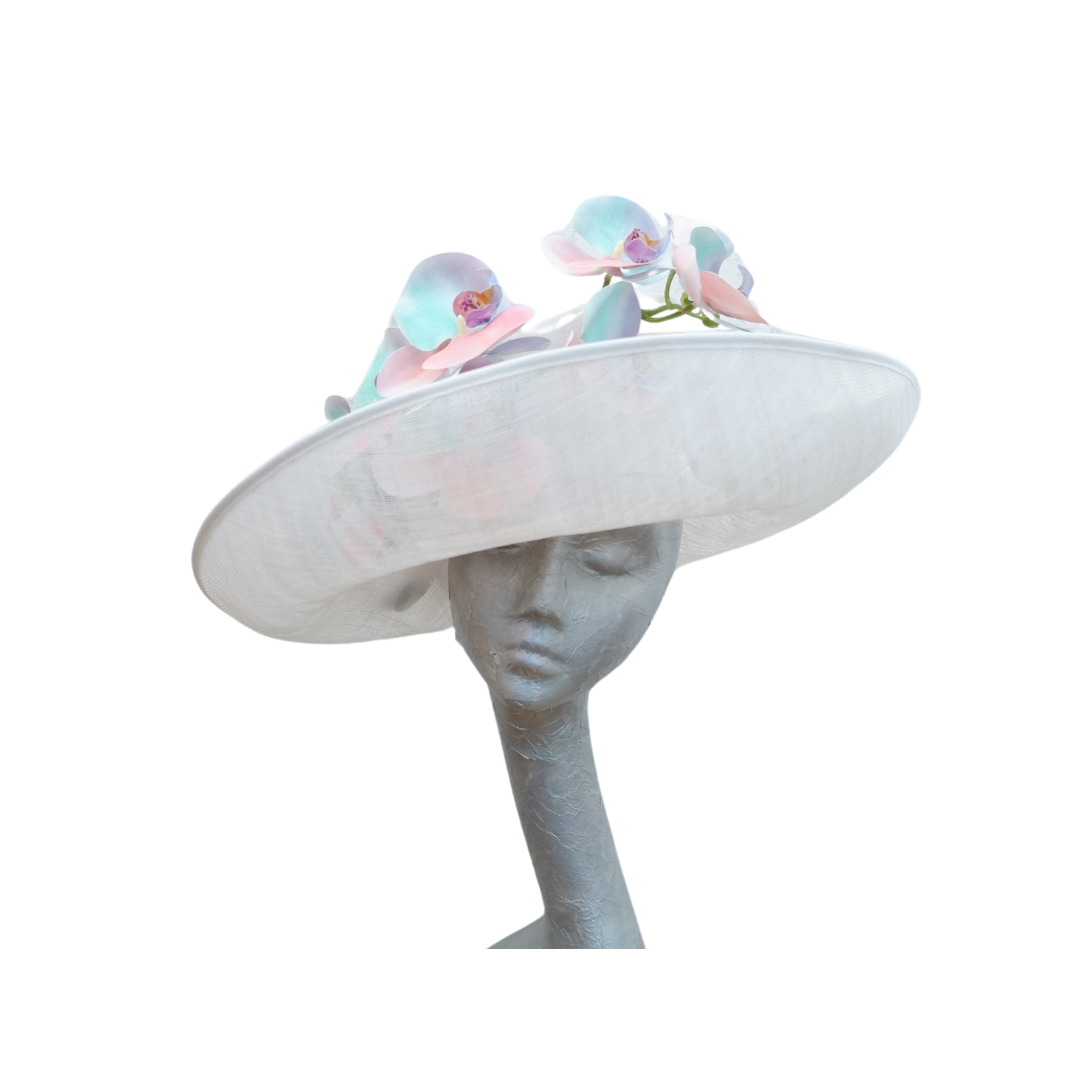 Aliah - Ivory & Multi pastel Feature hat