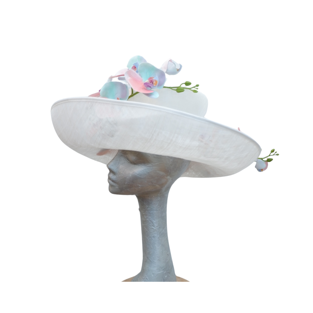 Aliah - Ivory & Multi pastel Feature hat