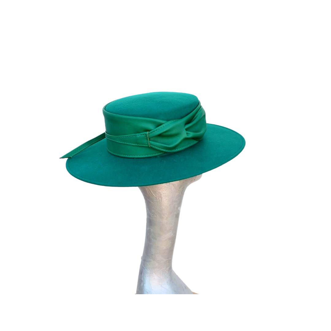 Arlo - Emerald Green Felt high crown Boater