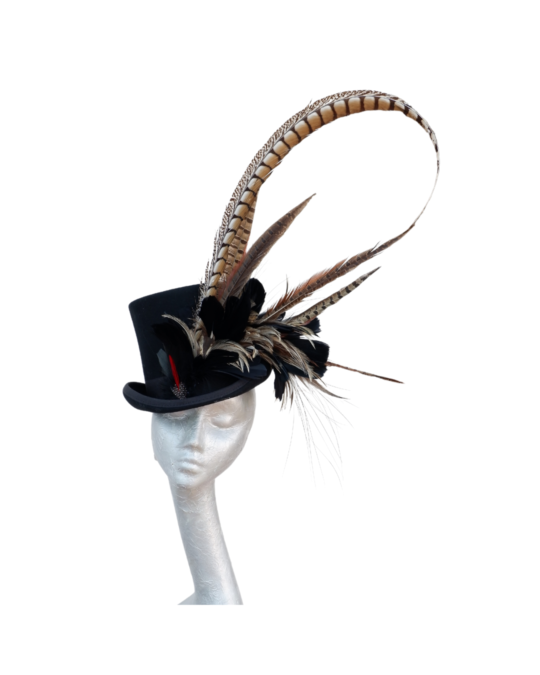 Caberet - Black wool Top Hat with feather detail