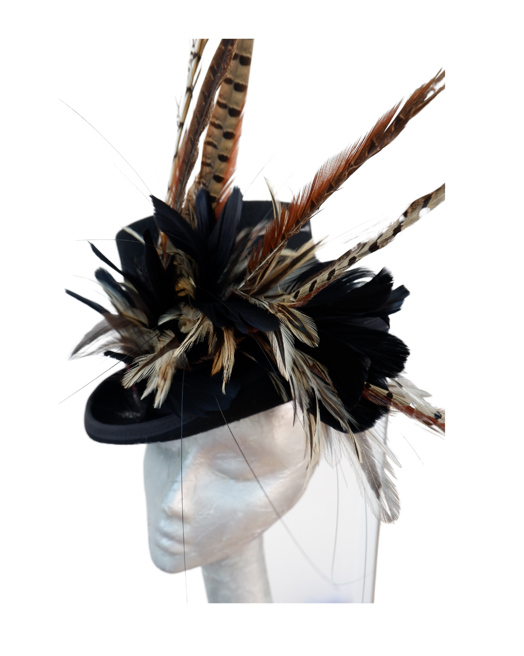 Caberet - Black wool Top Hat with feather detail
