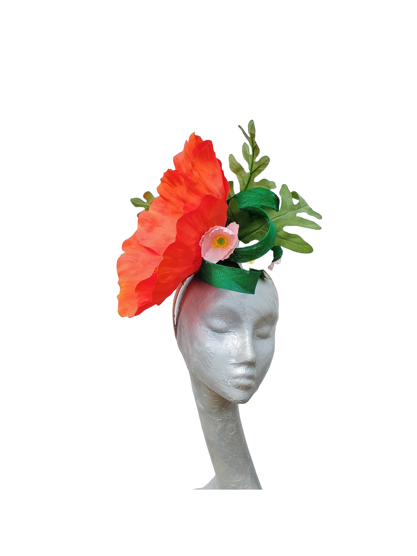 Christie - Orange, Pink & White poppy headpiece
