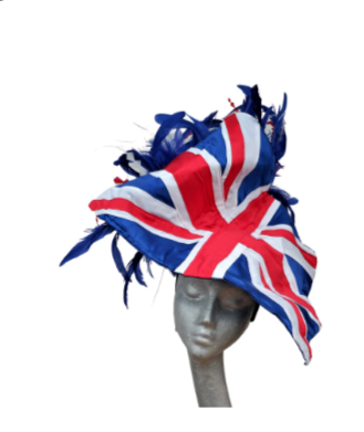 Union Flag - Red, White & Blue Silk and Feather Hatinator Royal Ascot Jubilee showpiece 2022