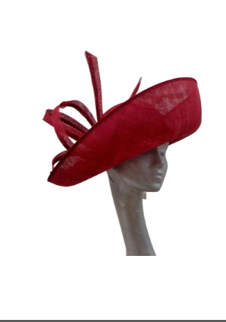 Large upturned feature hat in Cherry/Crimson red by Hats2go Made to order - Also available i over 50 colours