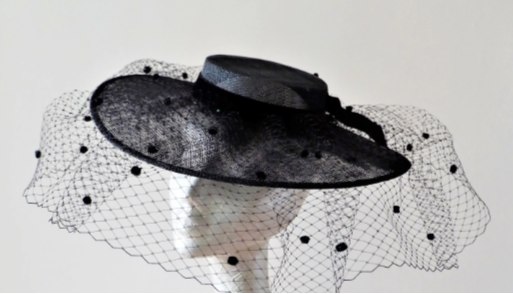 Amara - Black Veiled Boater