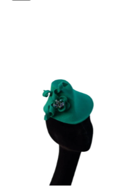 Robyn - Emerald Green felt 40's Style percher hat