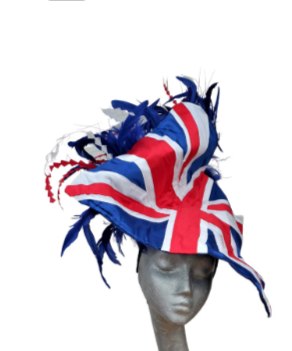 Union Flag - Red, White & Blue Silk and Feather Hatinator Royal Ascot Jubilee showpiece 2022