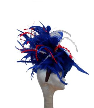 Union Flag - Red, White & Blue Silk and Feather Hatinator Royal Ascot Jubilee showpiece 2022