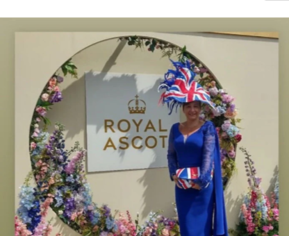 Union Flag - Red, White & Blue Silk and Feather Hatinator Royal Ascot Jubilee showpiece 2022