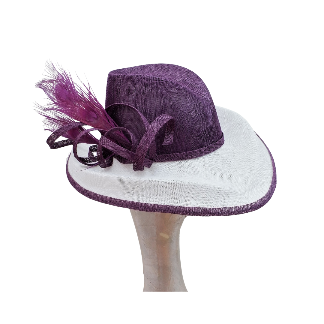 Grace - Plum purple & White Hat