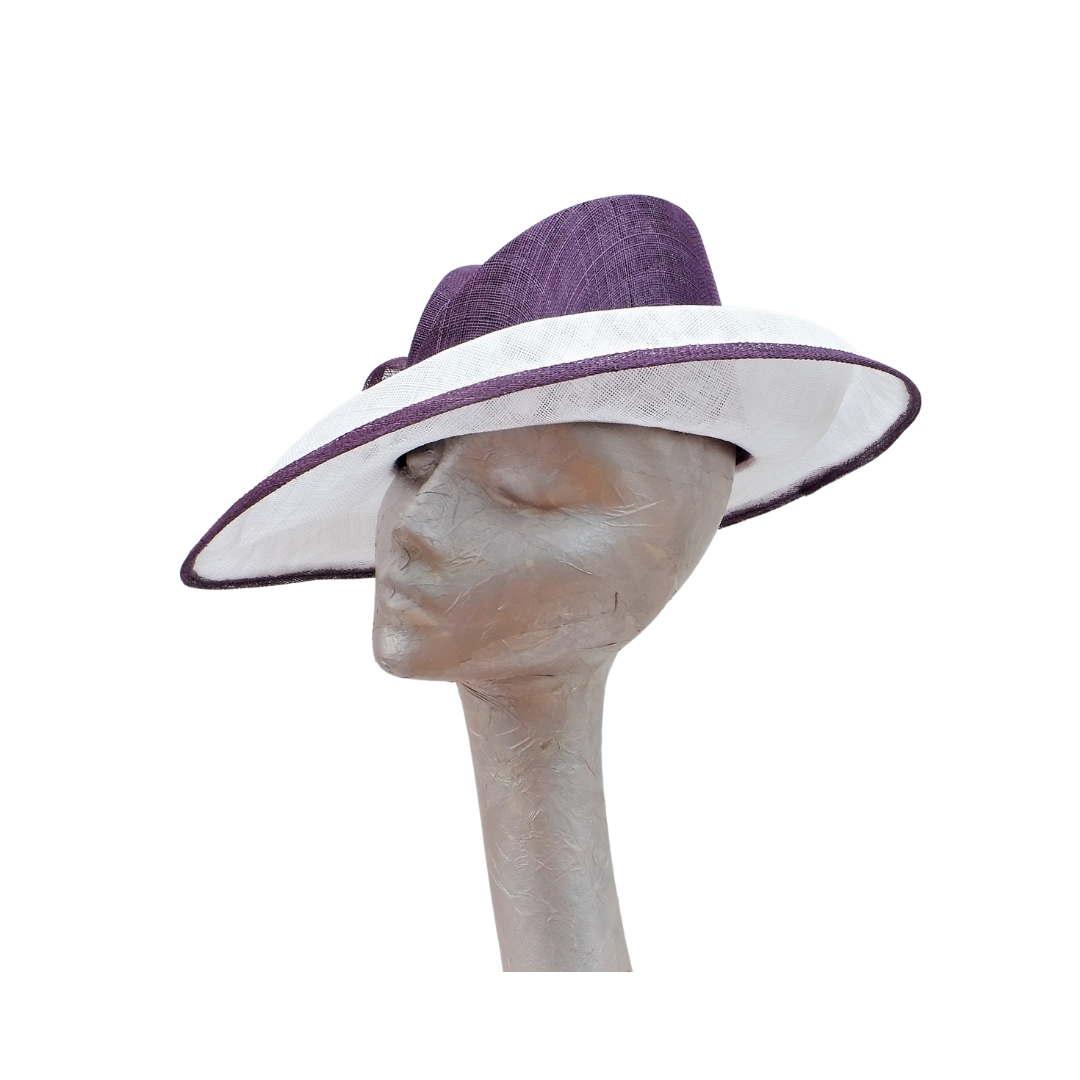 Grace - Plum purple & White Hat