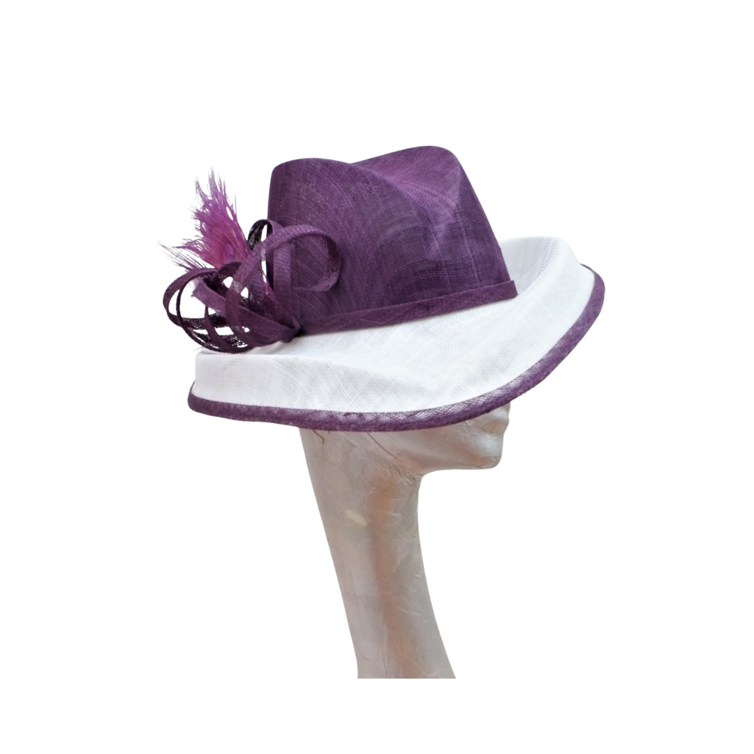 Grace - Plum purple & White Hat