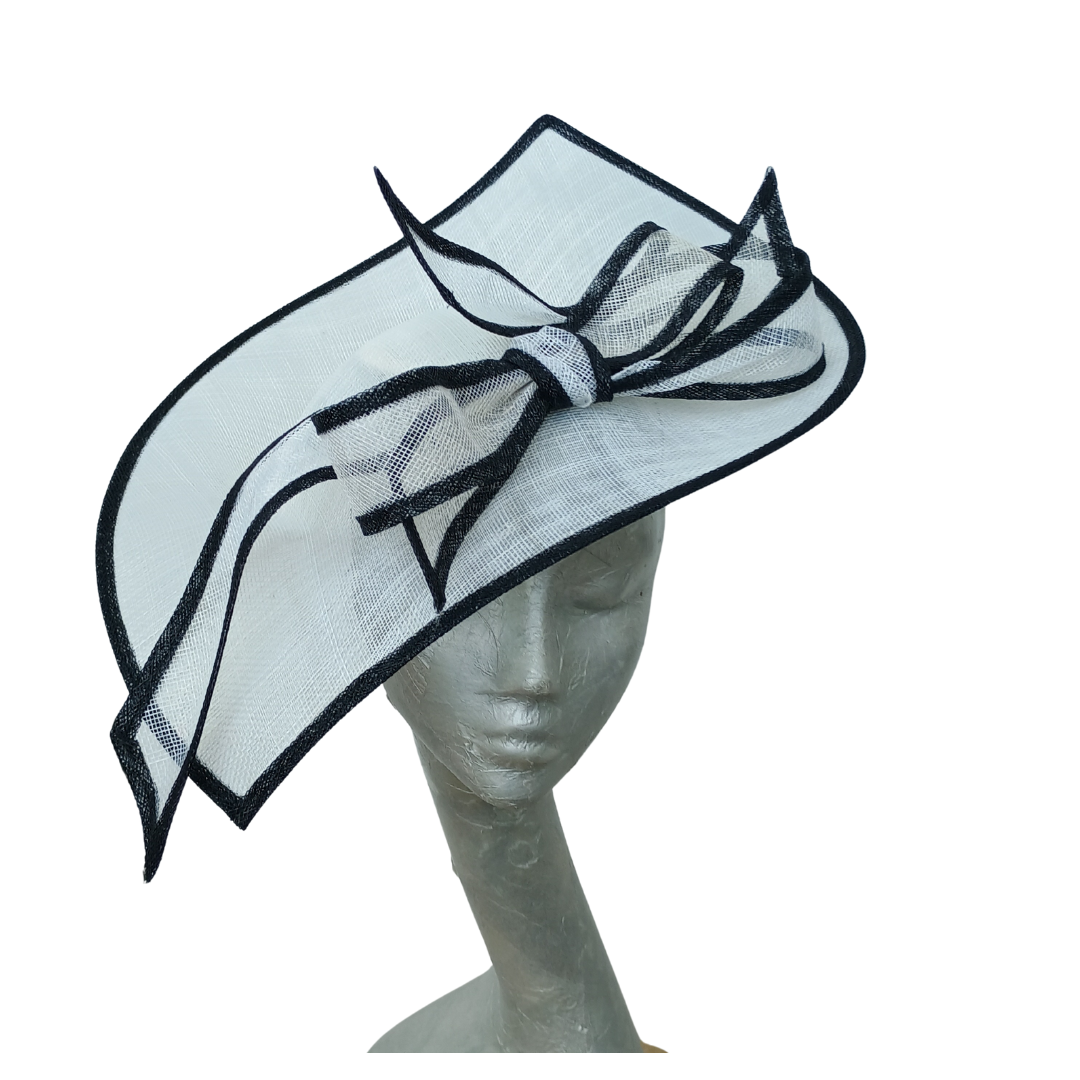 White & Black Feature fascinator on hairband