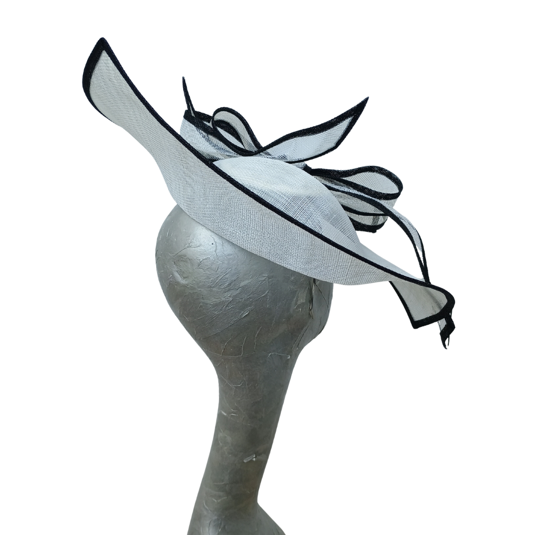 White & Black Feature fascinator on hairband