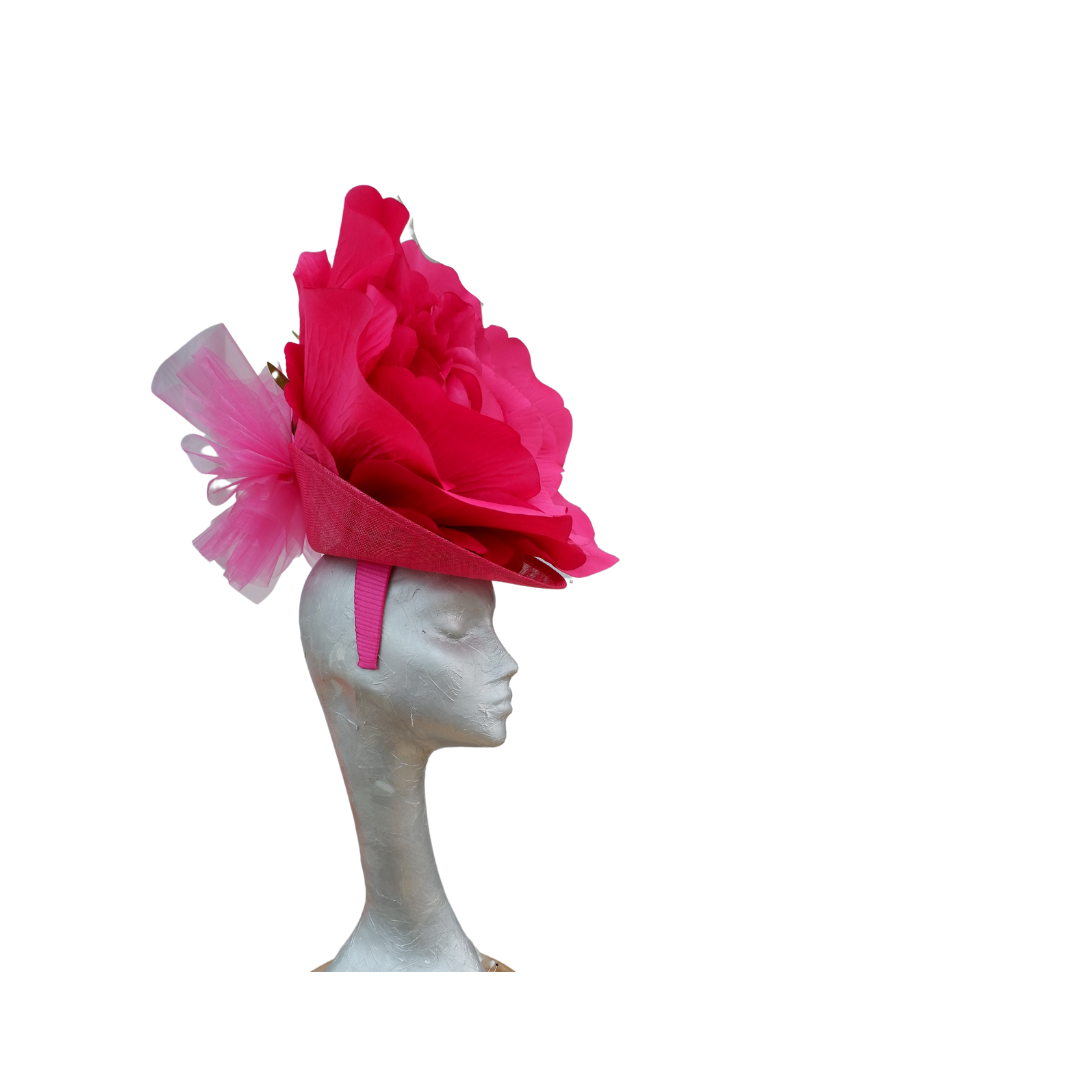 Lizzy 2- Giant oversized 50cm Hot Pink rose headpiece