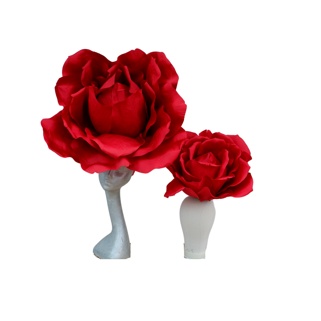 Lizzy - Oversized 75 cm  Red Silk Rose Fascinator
