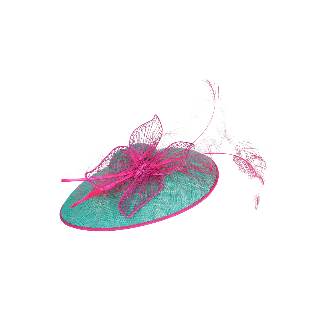 Lois - Emerald Green & Hot pink Feature Hat