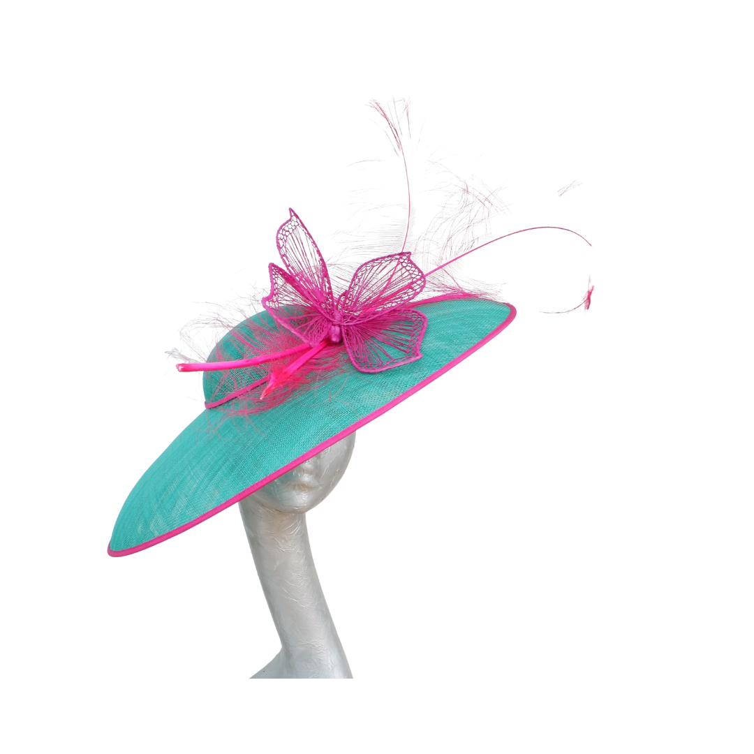 Lois - Emerald Green & Hot pink Feature Hat