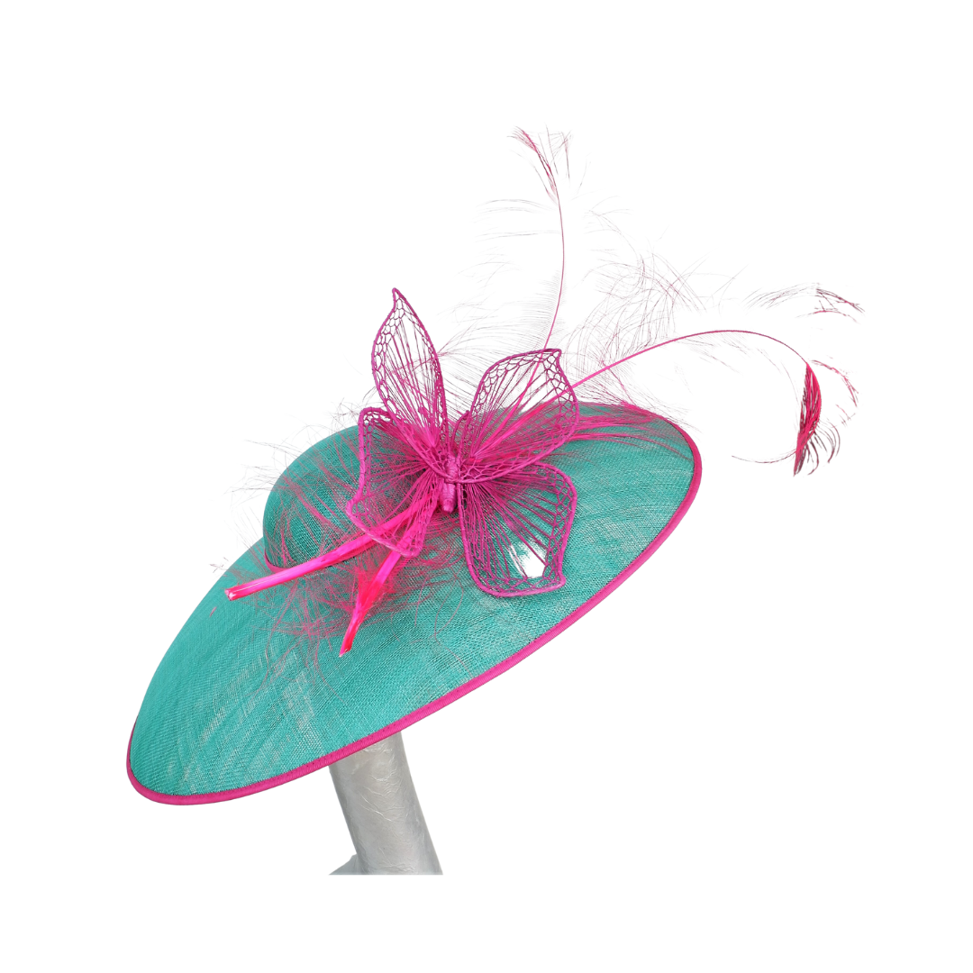 Lois - Emerald Green & Hot pink Feature Hat