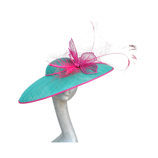 Lois - Emerald Green & Hot pink Feature Hat