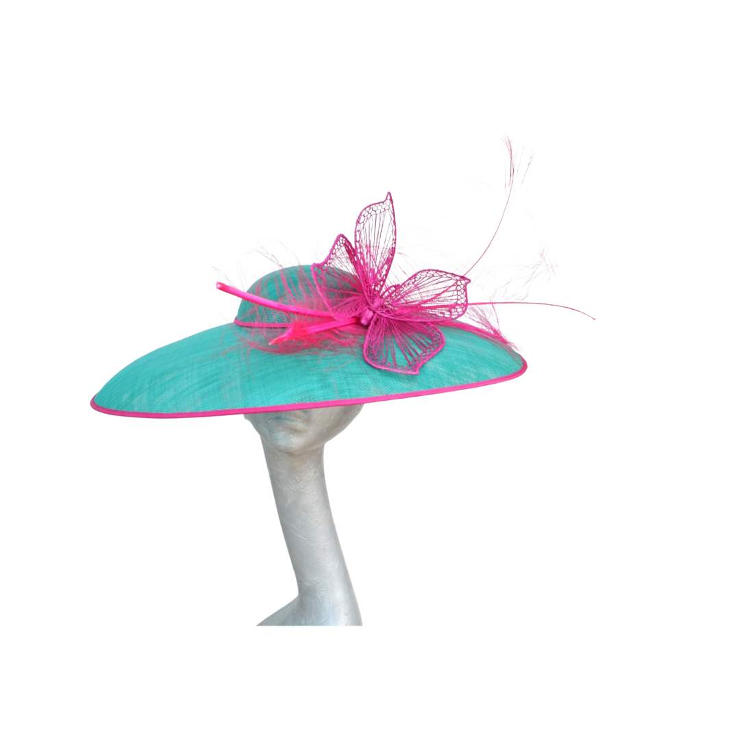 Lois - Emerald Green & Hot pink Feature Hat