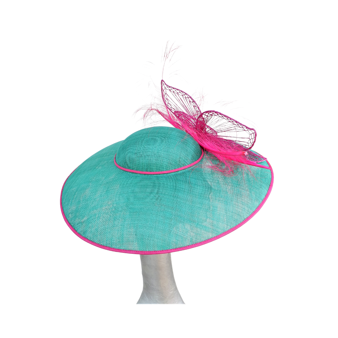 Lois - Emerald Green & Hot pink Feature Hat