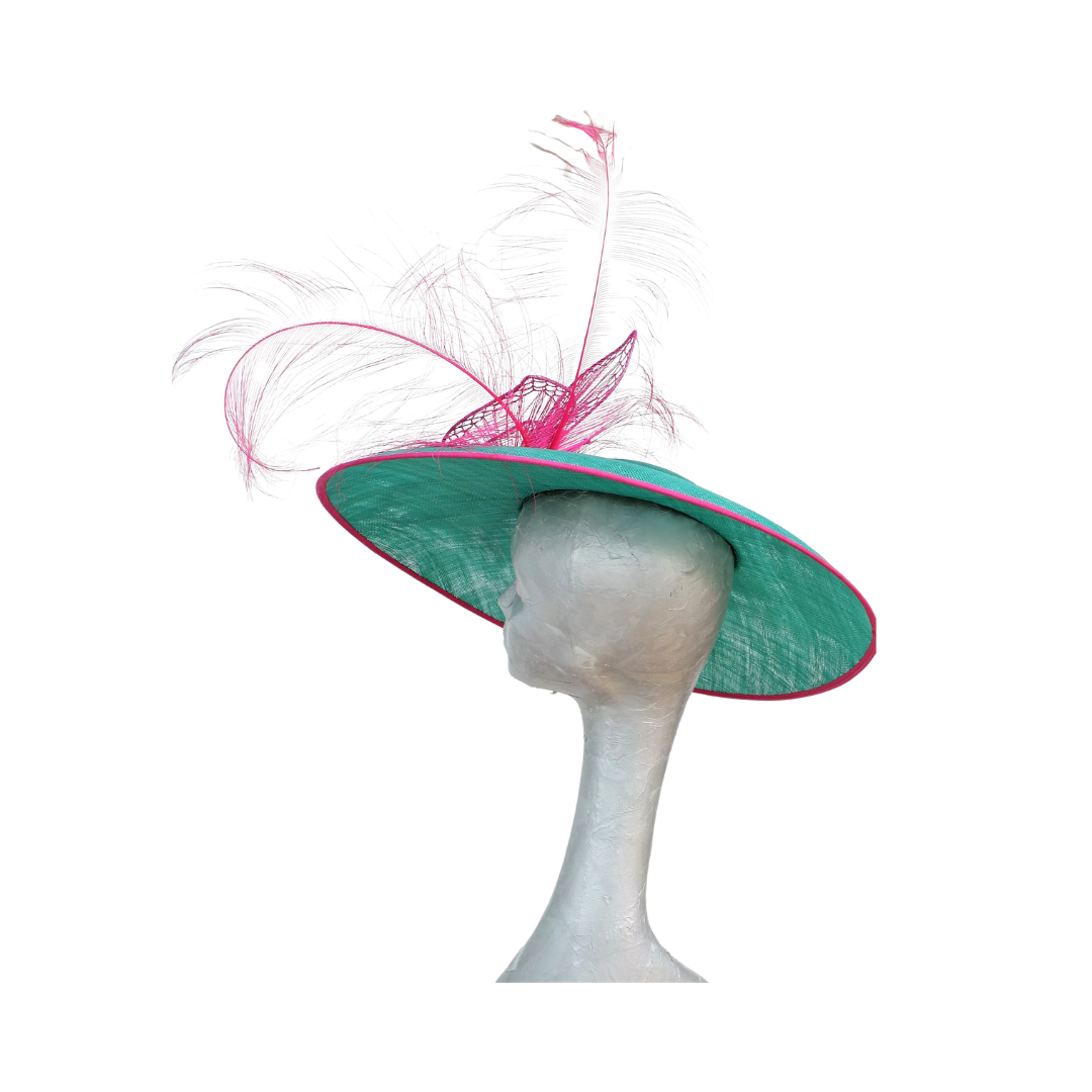 Lois - Emerald Green & Hot pink Feature Hat