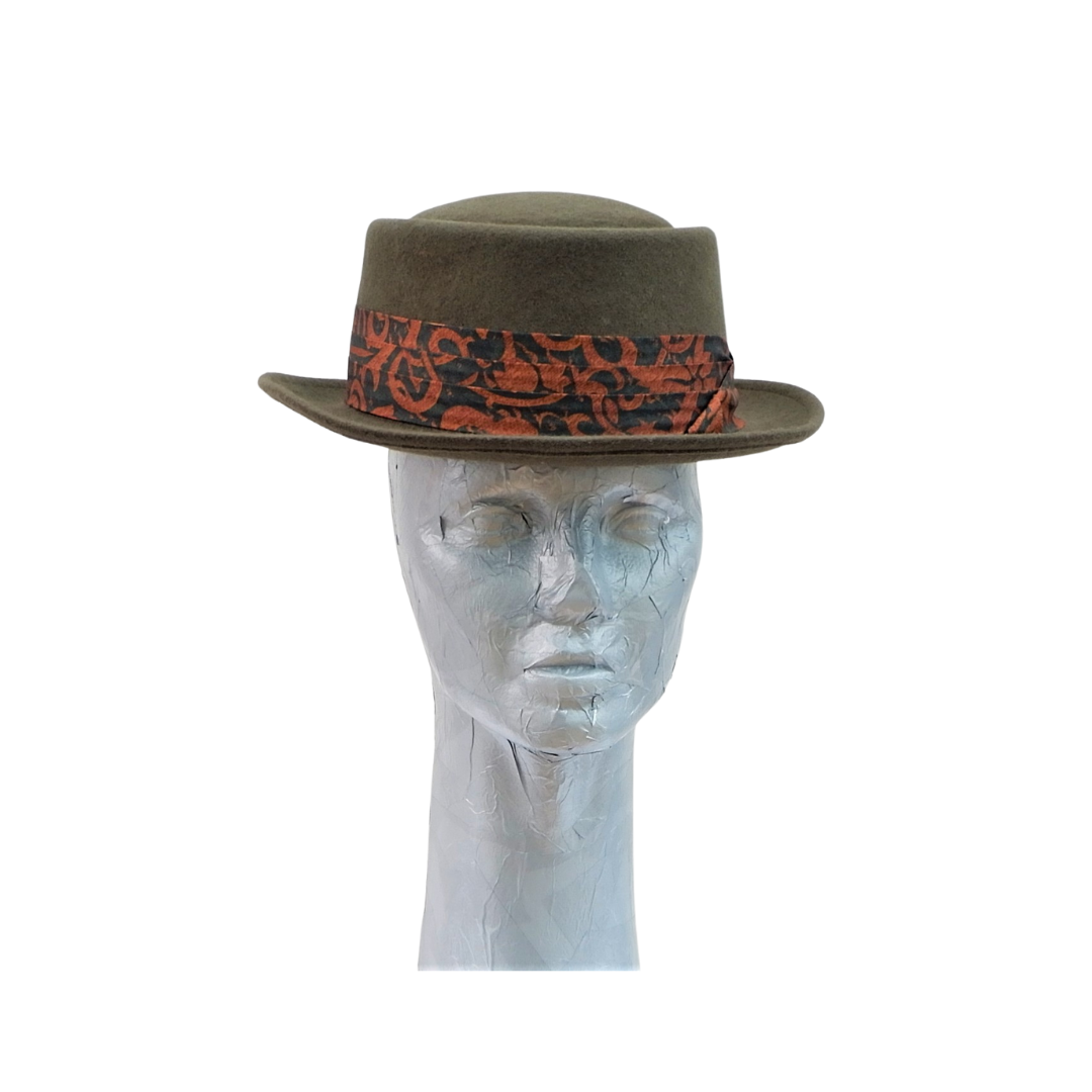 Luka - Gentleman's Khaki Felt Porkpie Hat